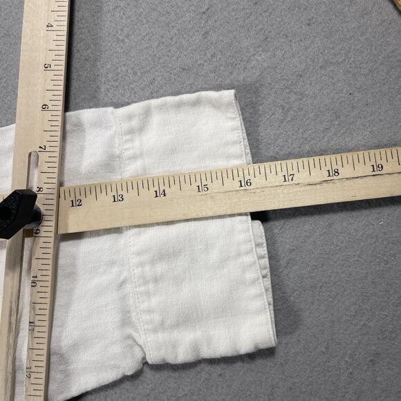 Chicos Shirt Womens 1 White Linen Button Up 3/4 Sleeve‎ Collared Blouse Top - Picture 8 of 10